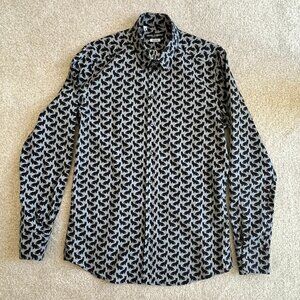 Dolce & Gabbana "Gold" Black Cat Print Dress Shirt - Size 41 (16 neck)